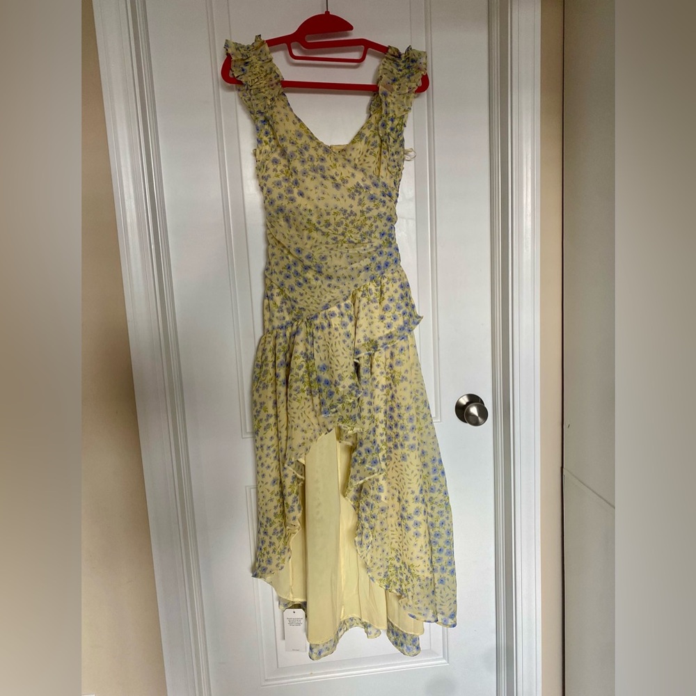 New Abercrombie & Fitch Yellow Floral High Low Dress